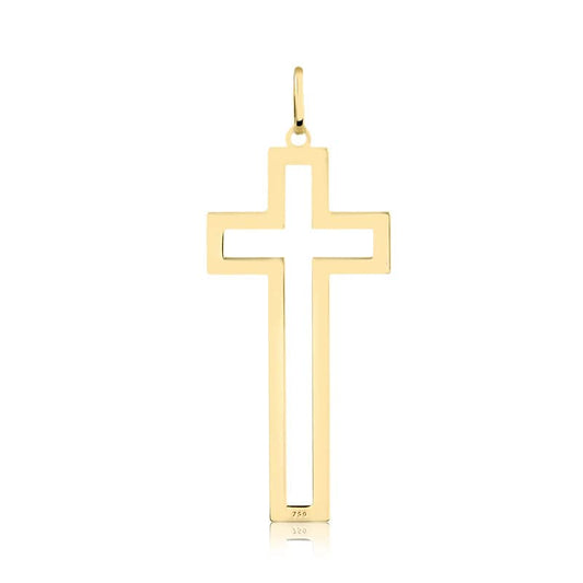 Carol Jewelry 18k Solid Yellow Gold Cross Shaped charm for Chain unissex