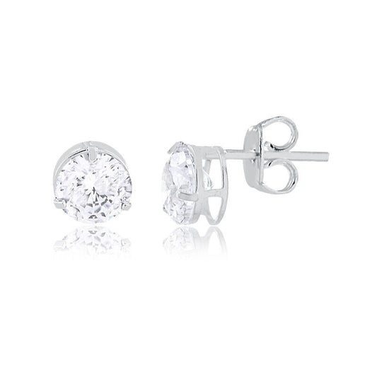 925 Sterling Silver 6 mm Round Cubic Zircon Stud Earrings for Teens and Women
