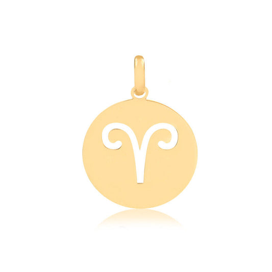 Aries Zodiac Sign 14k Solid Gold Medal charm for Chain for Teens,Women,Men