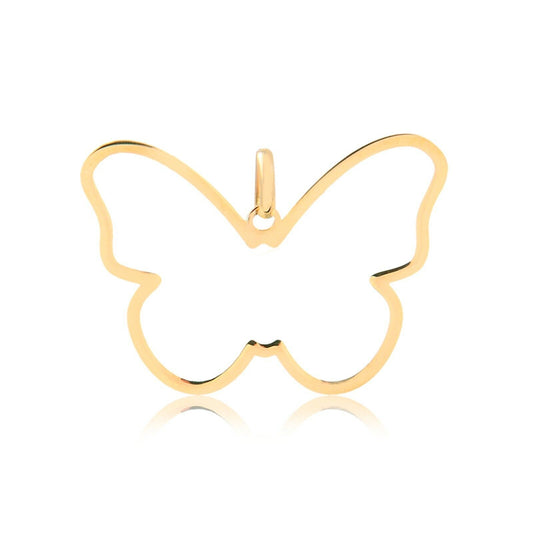 14k Solid Gold Big Hollow Butterfly Shape charm for Chain for Women