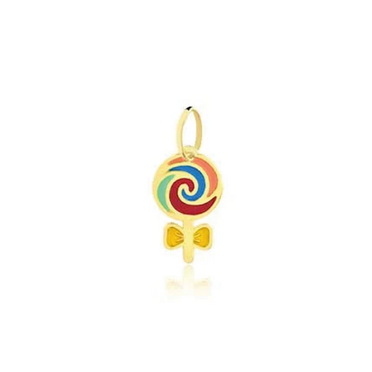 Lollipop charm 18k Solid Yellow Gold | Enamel charm for Chain for Girls