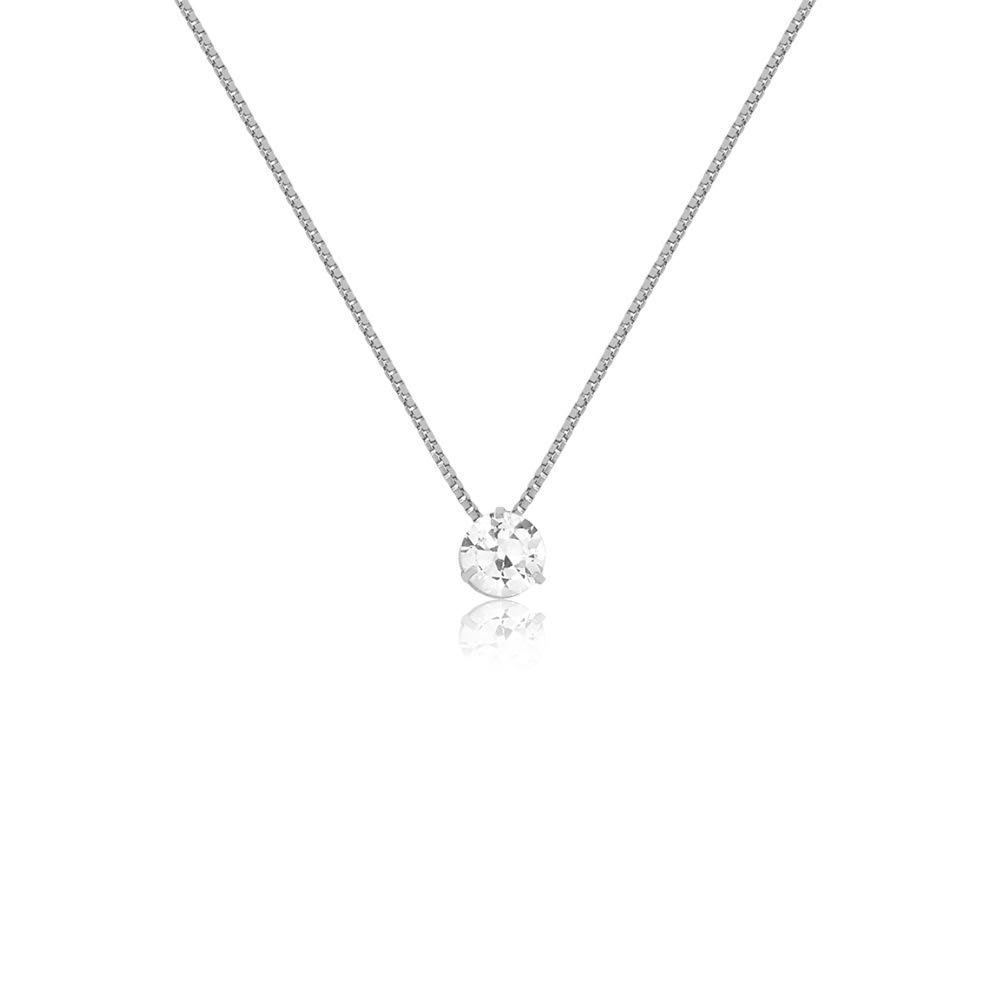 Chain 18k Solid White Gold Cubic Zirconia 5 mm charm for Girls and Adults