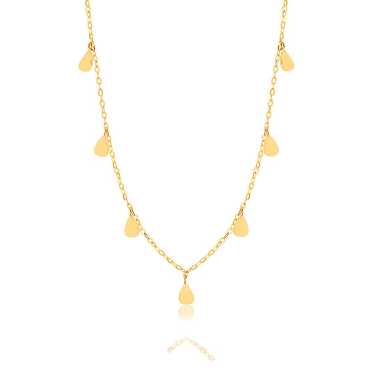 18k Solid Yellow Gold Teardrops Chain45 cm  for Teens and Women