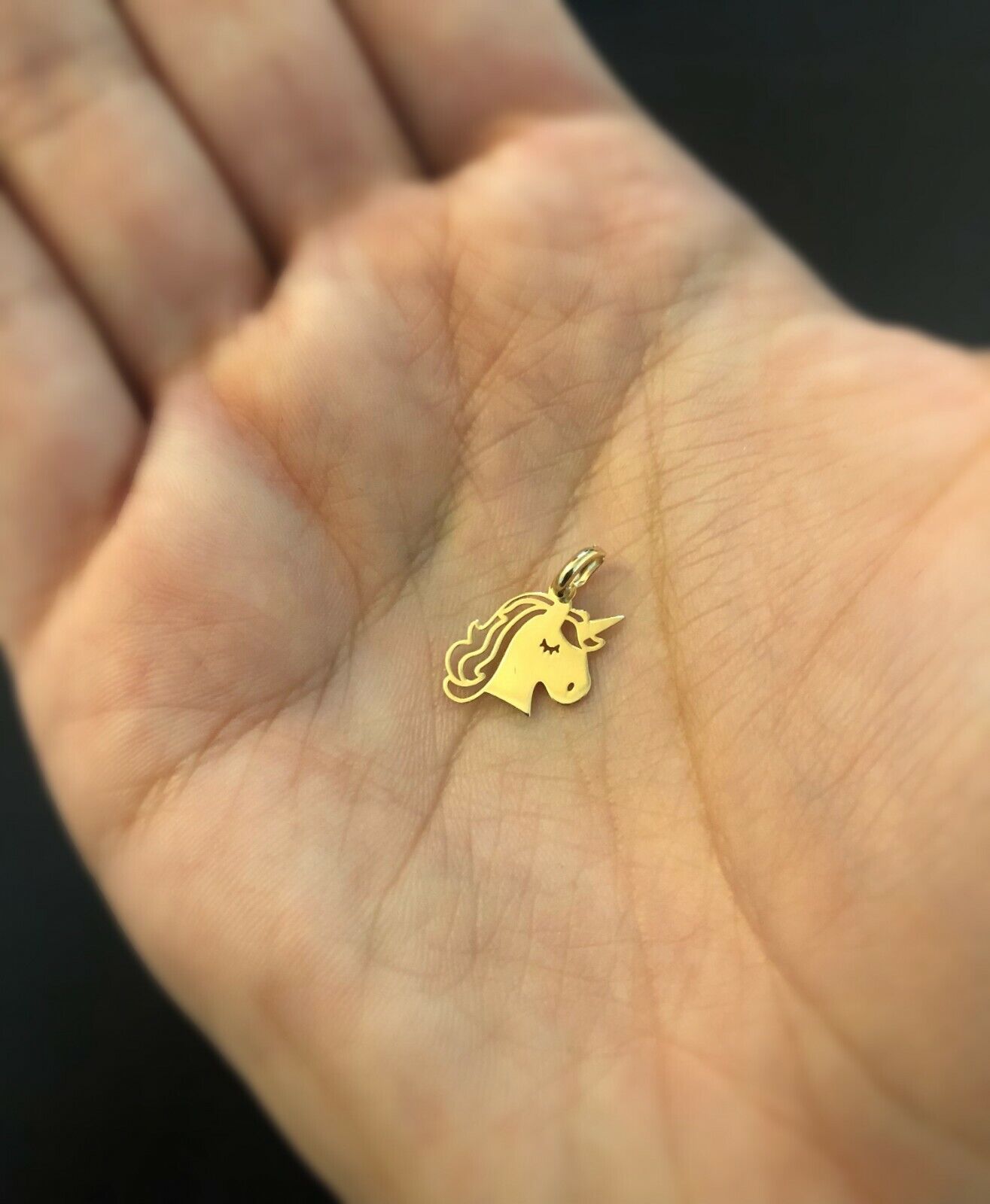 14k Solid Gold Unicorn Shaped charm for Chain for Girls and Children