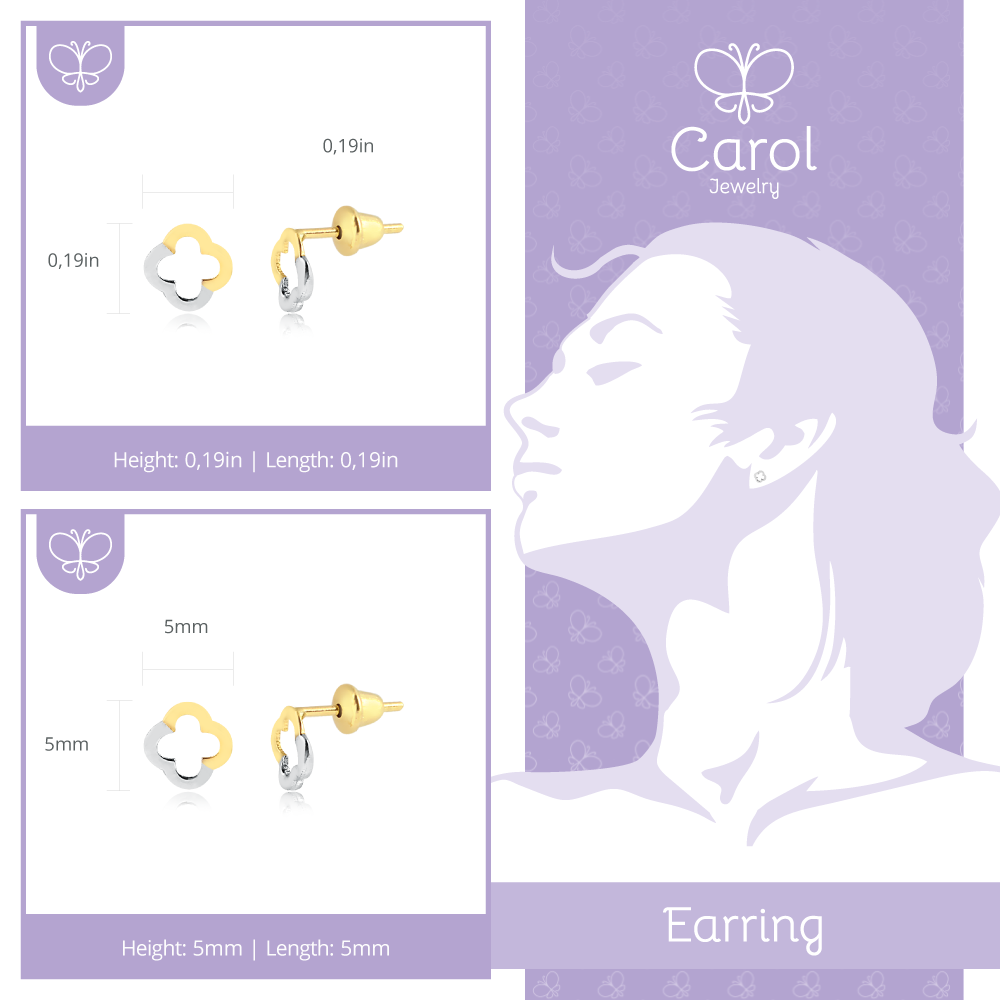 18 K Yellow Gold with Zircon Shooting Stars  earrings for women, girls and kids.