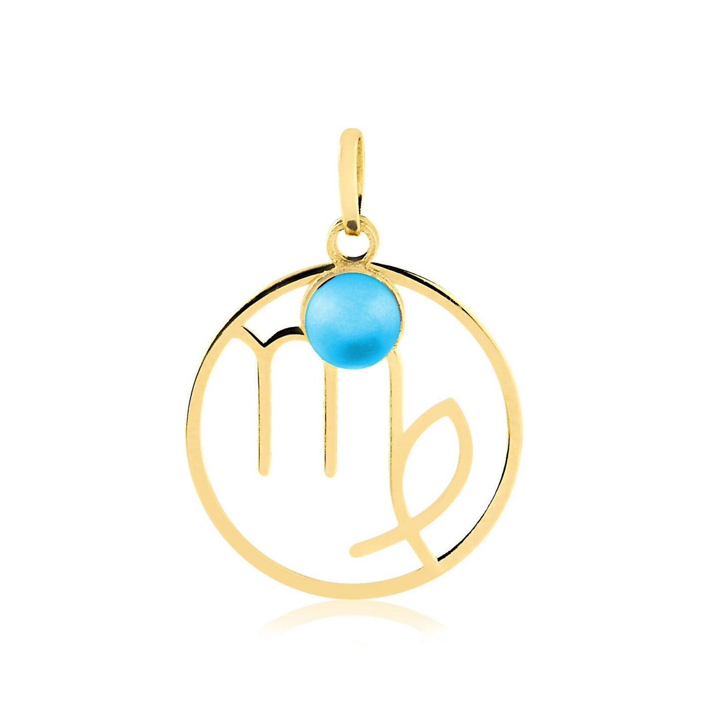 Virgo Zodiac Sign 14k Solid Gold Medal charm for Chain for Women and Men