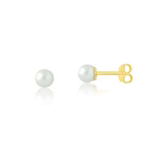 18k Solid Gold Freshwater Pearl 4 mm Stud Earrings for Infants and Toddlers