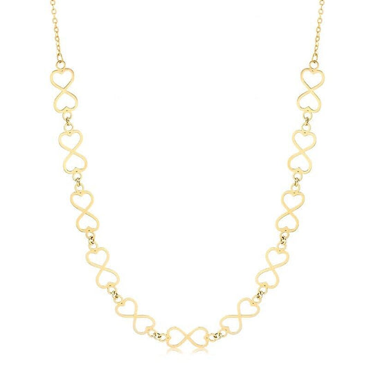 18k Solid Yellow Gold Infinty Hearts Chain Chain for Women and Teens