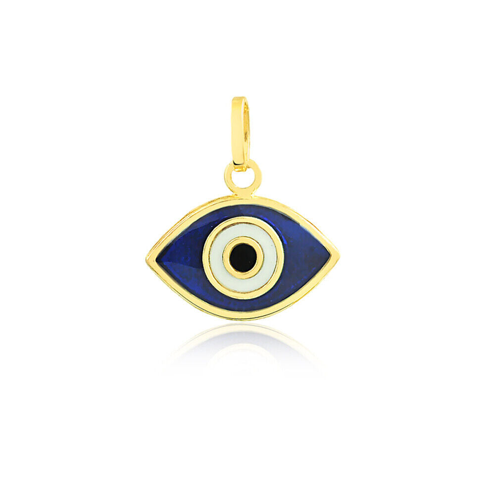 18k Gold Evil Eye Charm Gift Protection Greek Eye Necklace Pendant For Her