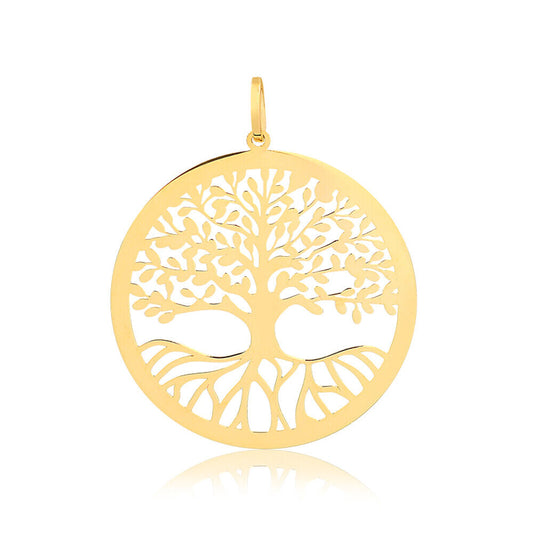 18k Solid Yellow Gold Tree of Life 30 mm charm for Chain for Women