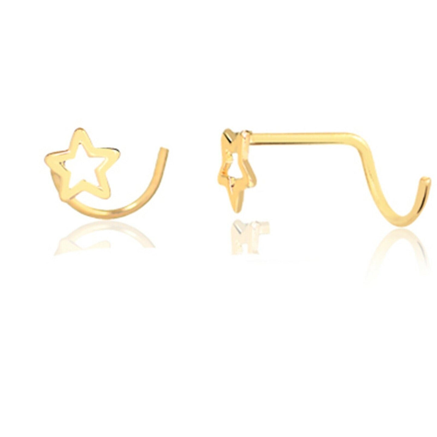 Tiny Star Nose Piercing 18k Solid Gold Nose Stud Screw L Shaped for Women Teens