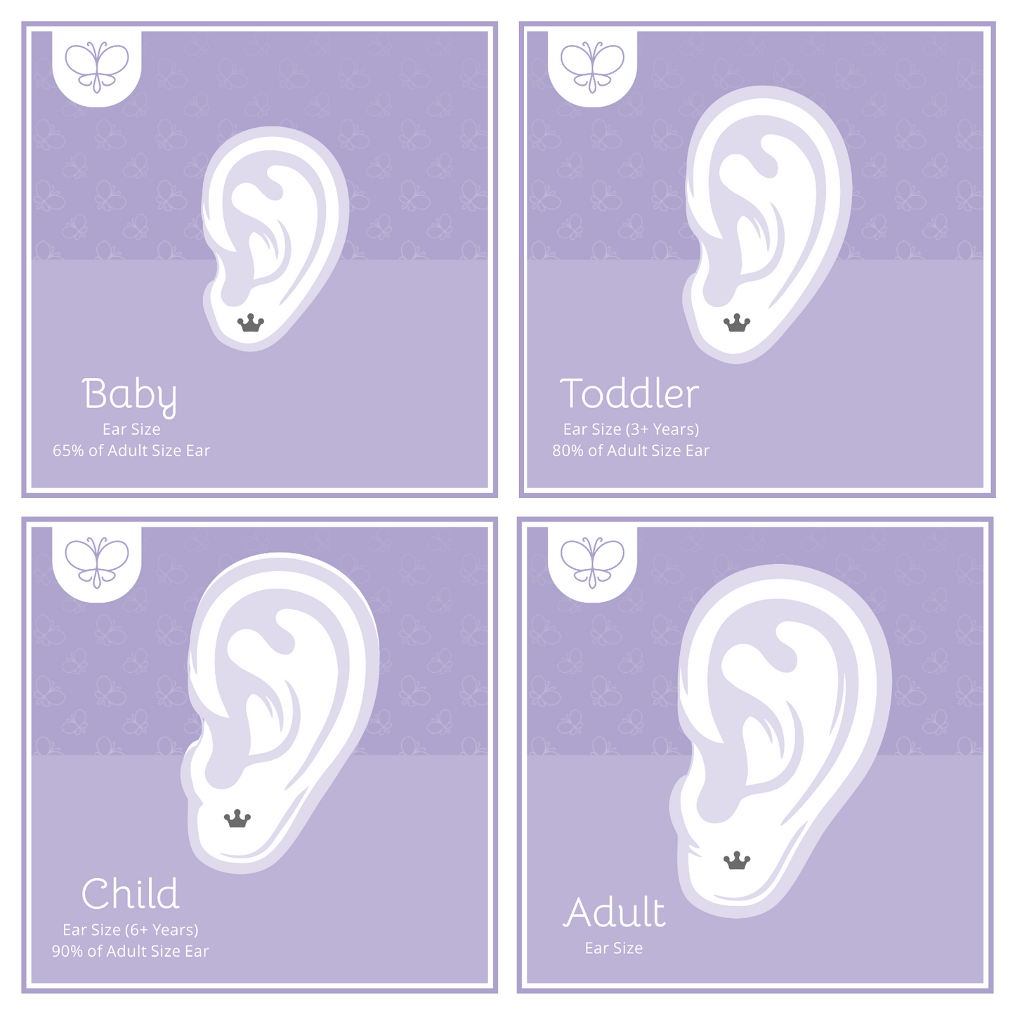 Crown Screw Back Earrings 18k Solid White Gold  for Babies, Girls, and Infants