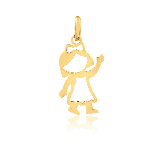Little Girl 18k Solid Yellow Gold Kid Shaped charm for Chain for Women