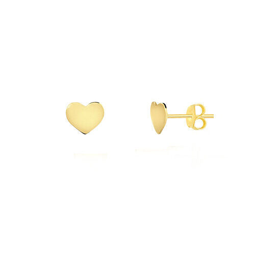 14K Gold Heart Earring Yellow Gold Gift Heart For Her Buttlerfly back