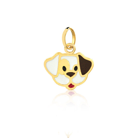 Dog 18k Solid Gold Enamel/Resin Charm charm for Chain for Infants Girls