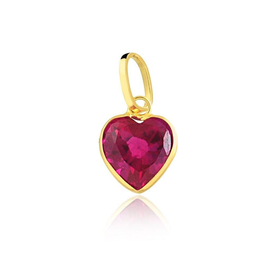 Red Heart 18k Solid Yellow Gold Format Shape Charm/charm for Girls and Women