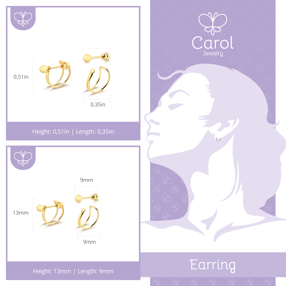 Gold Ball Nose Piercing 18k Solid Yellow Gold | Nose Stud