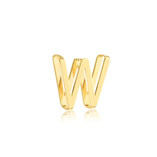 Letter W charm 18k Solid Yellow Gold | charm for Chain