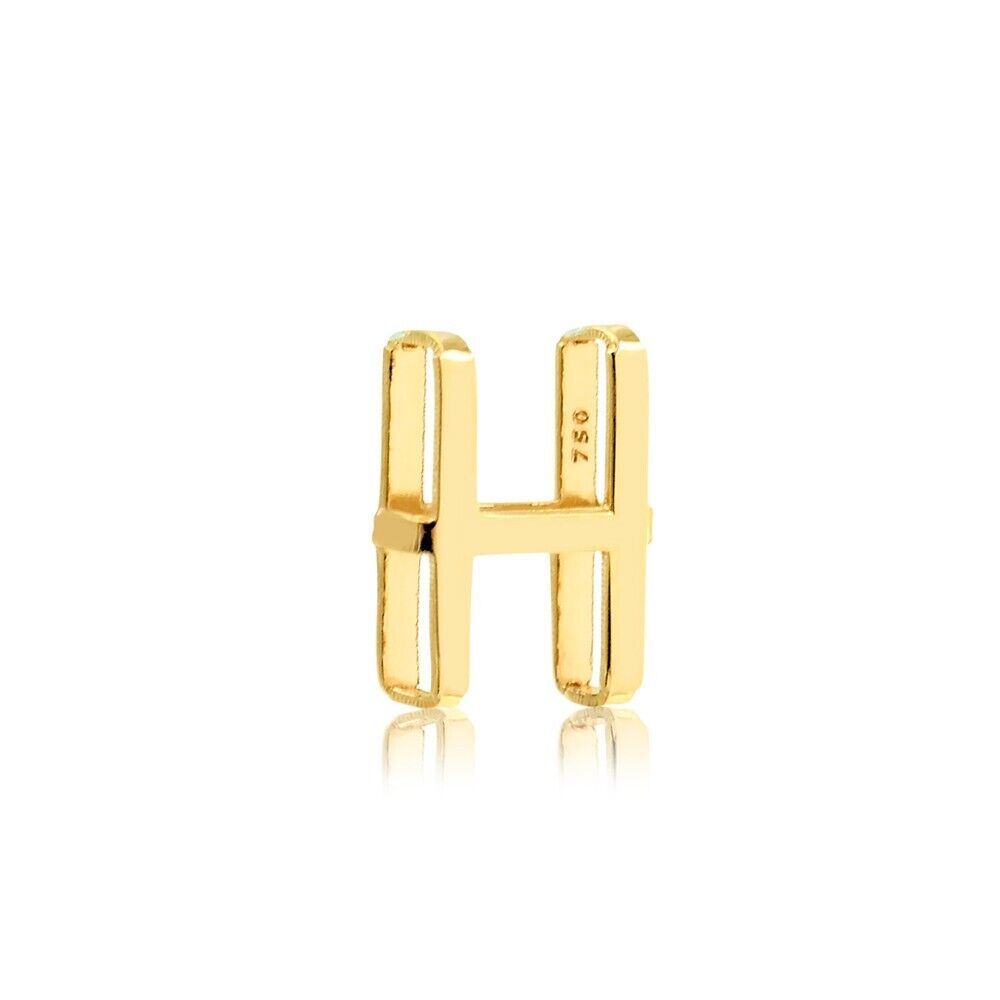 Letter H charm 18k Solid Yellow Gold | charm for Chain