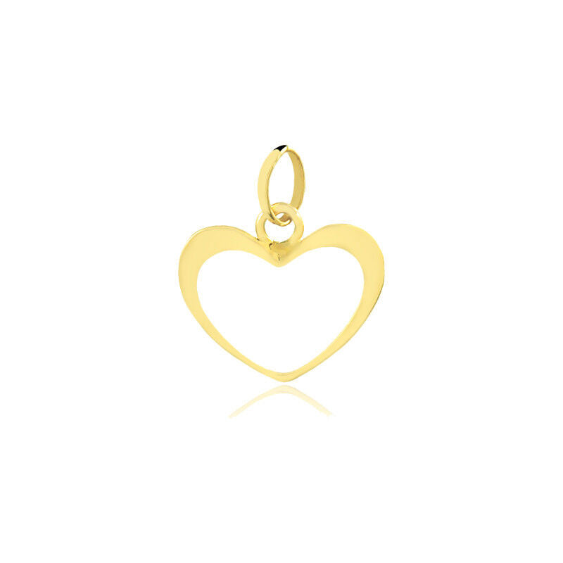 18k Solid Gold Hollow Heart Shaped charm for Chain for Children and Girls