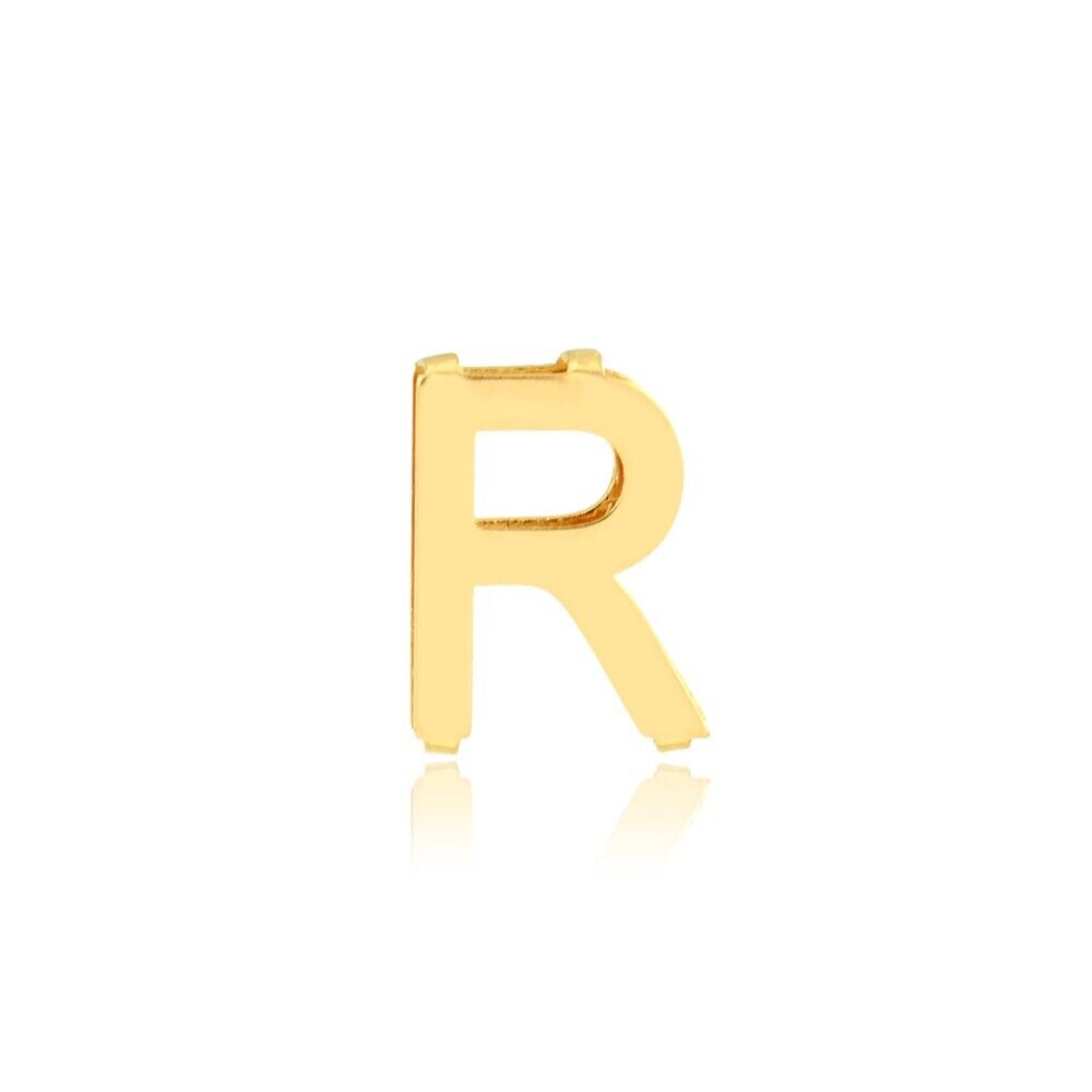 Letter R charm 18k Solid Yellow Gold | charm for Chain