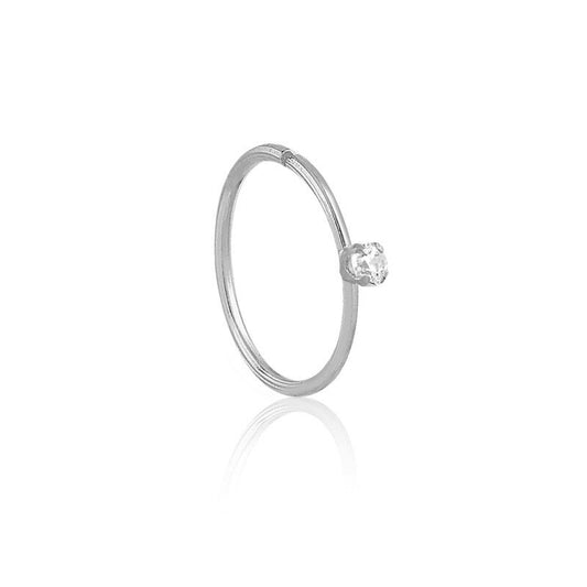 18k Solid White Gold Cartilage Hoop Piercing, Cartilage Ring Earring for Teens
