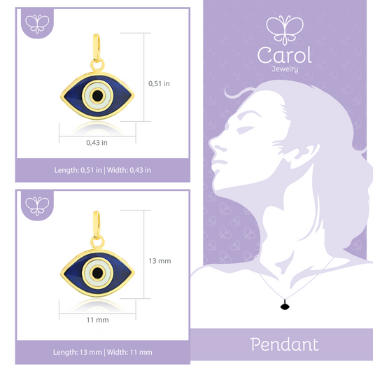 18k Gold Evil Eye Pendant Greek Protection Necklace Charm Gift for Her