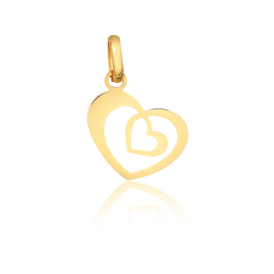 Double Heart 18k Solid Yellow Gold Double Shaped charm for Chain for Girls