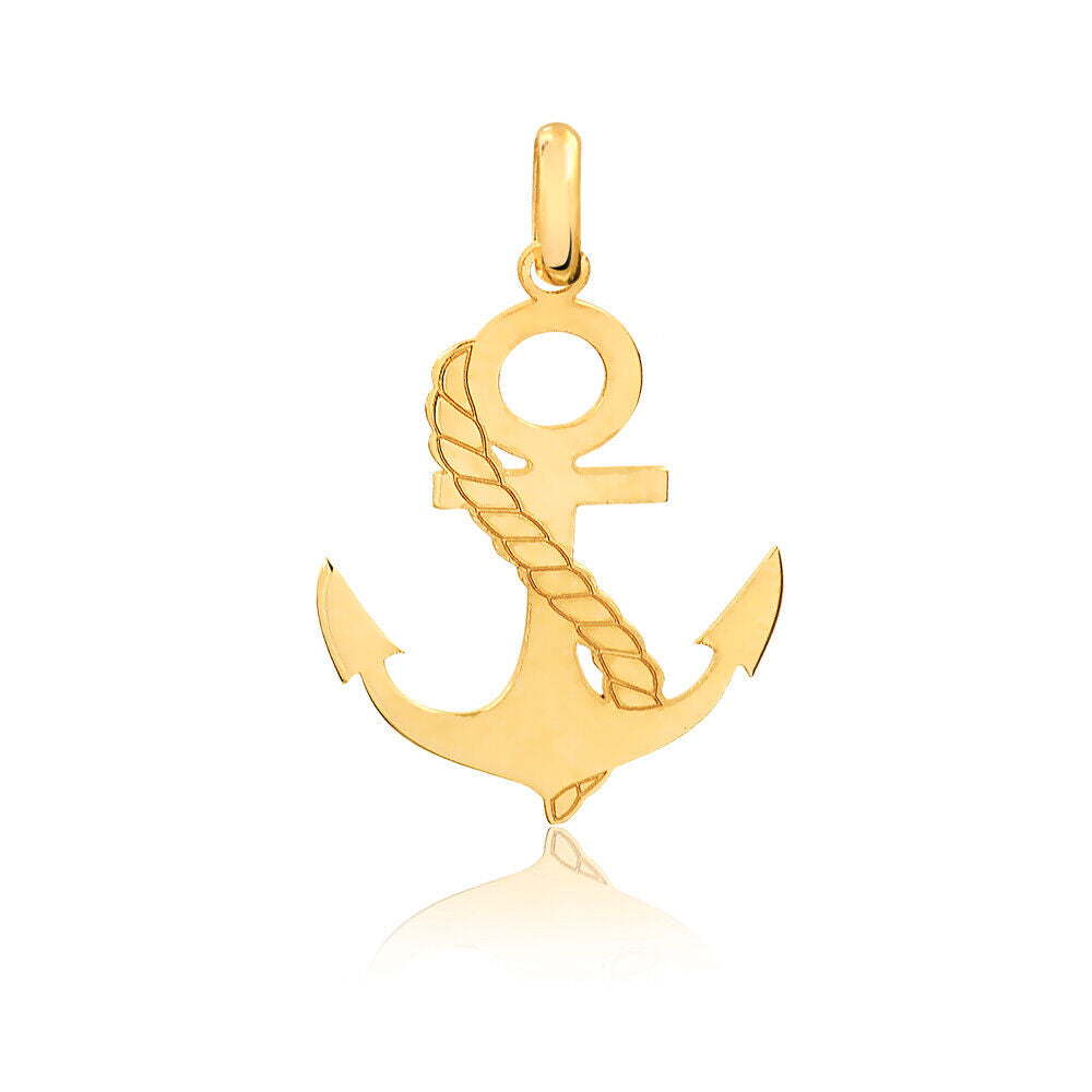 Anchor Shaped 14k Solid Yellow Gold charm for Chain for Women and Men