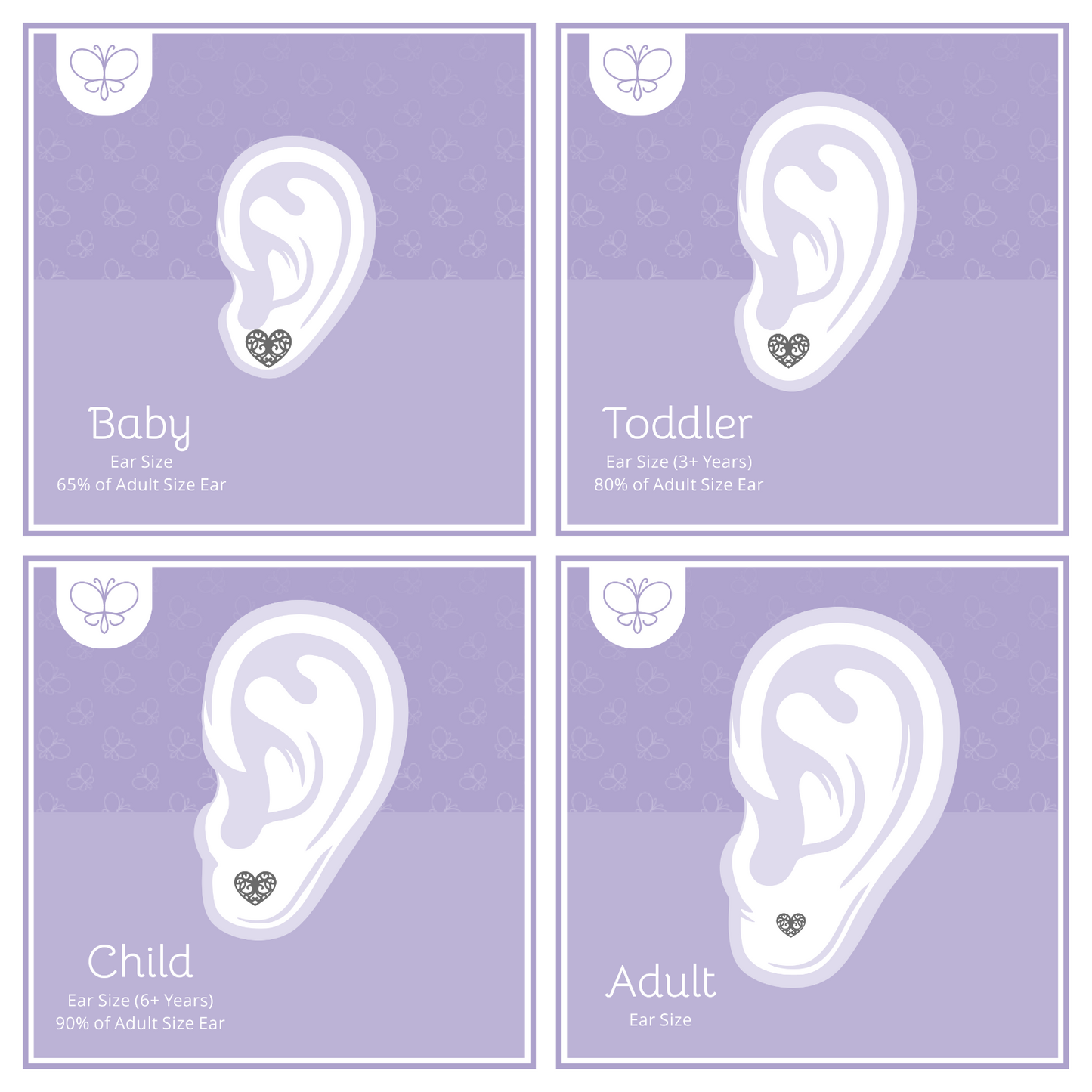 Heart Shaped 18k Solid Yellow Gold Stud Earrings for Girls, Teens and Women