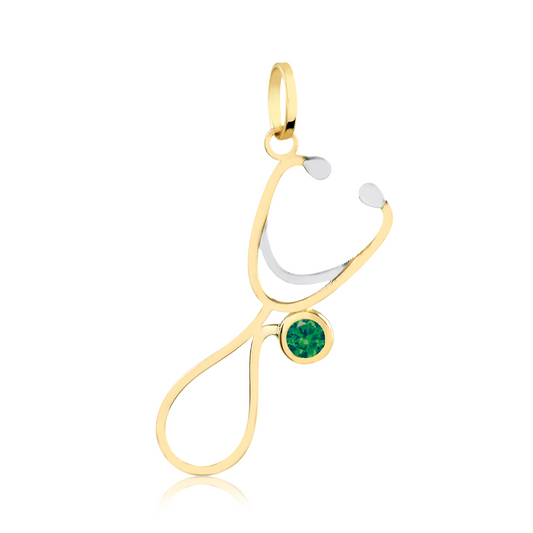 Stethoscope Doctor  18 k Solid  Gold  charm for Chain Unissex