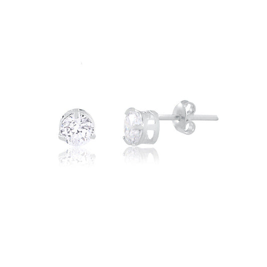 925 Sterling Silver 4 mm Round White Cubic Zircon Stud Earrings for Girls Boys