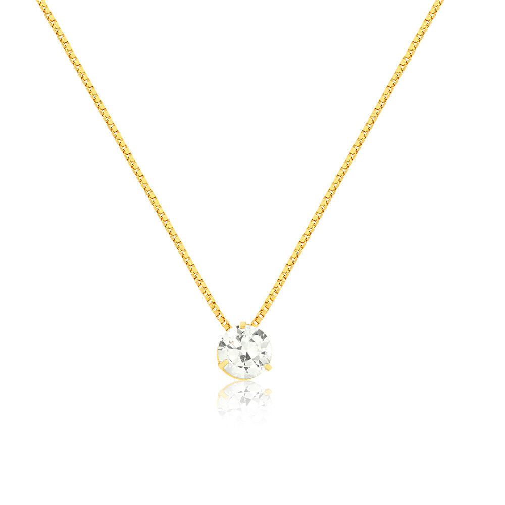 Chain 18k Solid Yellow Gold Cubic Zirconia 6 mm charm for Girls and Adults
