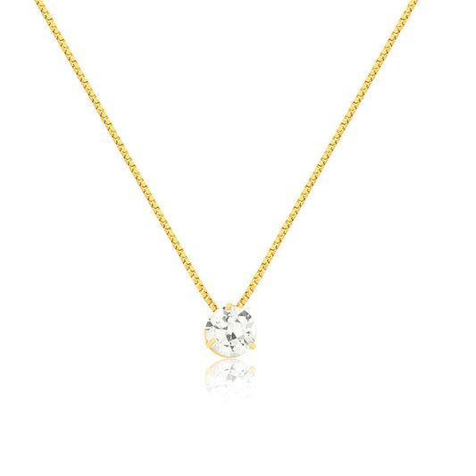 Chain 18k Solid Yellow Gold Cubic Zirconia 6 mm charm for Girls and Adults