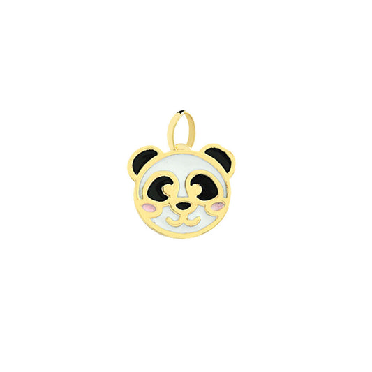 Tiny 14k Solid Gold Enamel Resin Panda charm Charm for Chain Girls Children