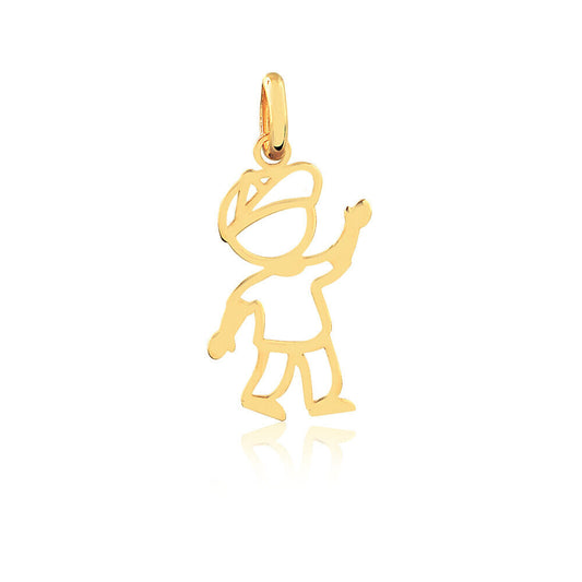 Little Boy 18k Solid Yellow Gold Kid Shaped charm for Chain for Women