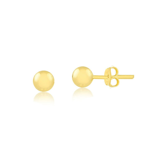 18k Solid Yellow Gold Ball 3mm Butterfly Backs Stud Earrings Babies and Infants