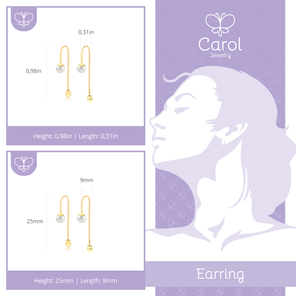 18 K Yellow Gold Drop Pearl Luxury Earring for Women