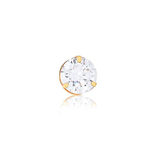 Solitaire Cubic Zirconia 8 mm charm 18k Solid Gold charm for Chain Women