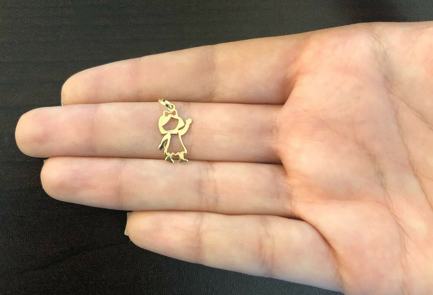 Little Girl 18k Solid Yellow Gold Kid Shaped charm for Chain for Women