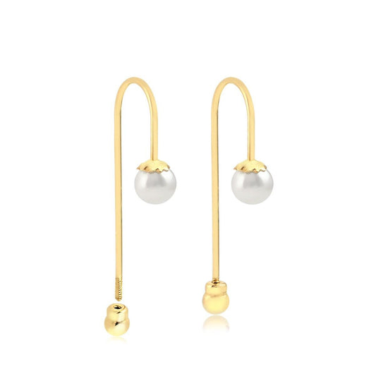 18 K Yellow Gold Drop Pearl Luxury Earring for Women