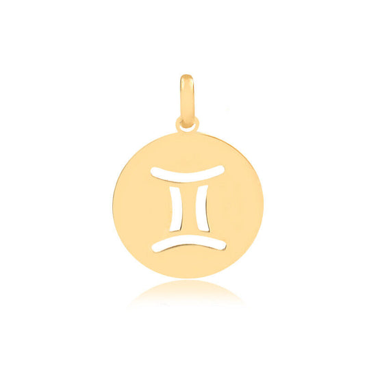 Gemini Zodiac Sign 14k Solid Gold Medal charm for Chain for Women and Men