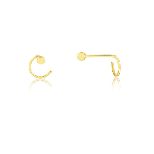 18k Solid Gold Tiny Nose Stud L Shaped Screw Gold Ball 2 mm Nose Piercing Teens