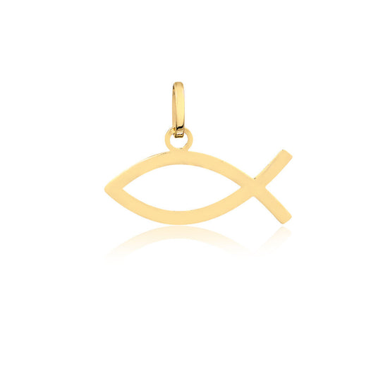 18k Solid Yellow Gold Christian Fish charm/Charm for Chain for Women Men