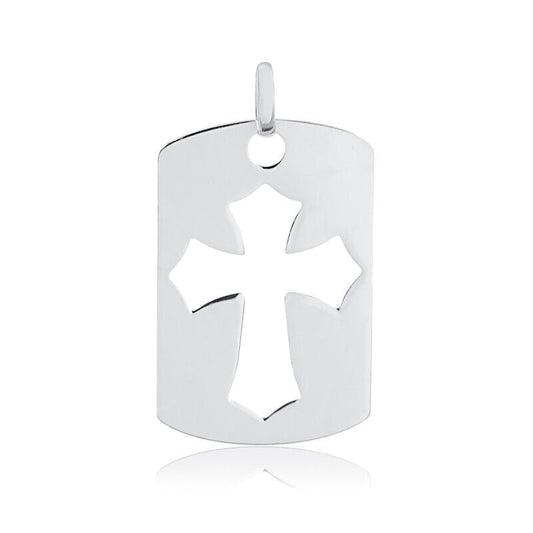 Religious Cross Plaque 925 Sterling Silver charm for Chain for Men