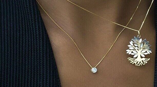 Chain 18k Solid Yellow Gold Cubic Zirconia 6 mm charm for Girls and Adults