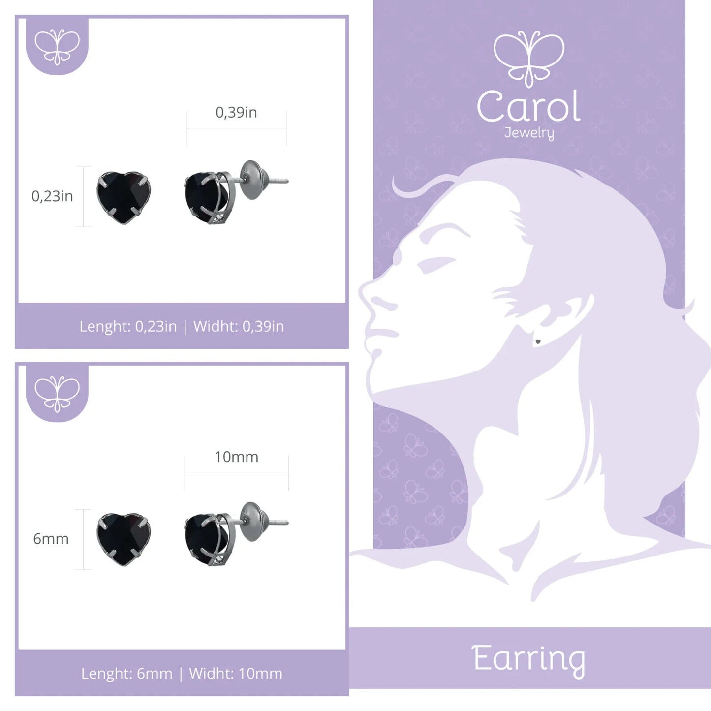 Natural Quartz Stone 18k Rhodium Heart Shaped Push Backs Stud Earrings Women