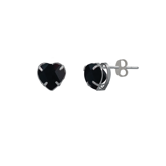 Natural Quartz Stone 18k Rhodium Heart Shaped Push Backs Stud Earrings Women