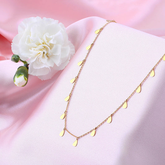 18k Solid Yellow Gold Teardrops Chain45 cm  for Teens and Women