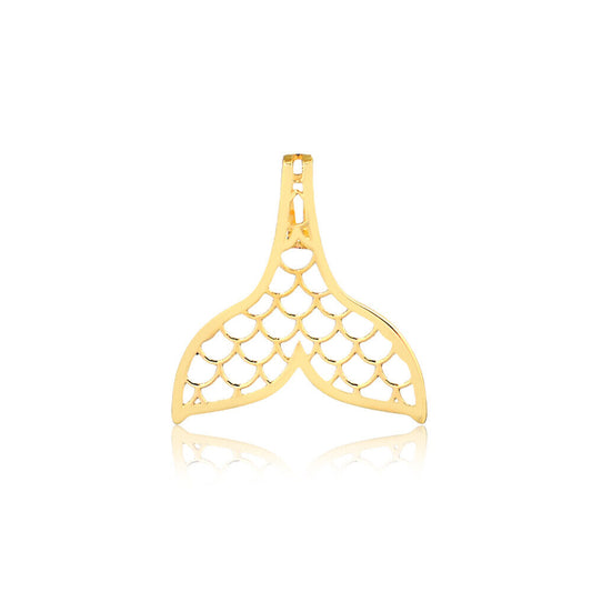 Mermaid Tail 14k Solid Yellow Gold charm for Chain for Girls, Teens Women
